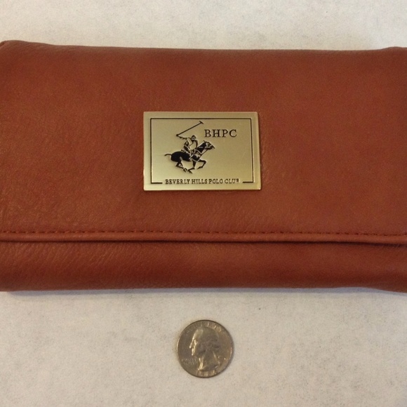 BHPC Wallet Beverly Hills Polo Club Cognac Brown Tri-Fold Clutch Billfold Logo - Picture 7 of 8